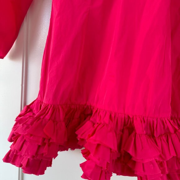 NWT Molly Goddard Caerys Taffeta Mini Dress in Bubblegum Sz 44 Ruffle Drop Hem - Picture 7 of 9
